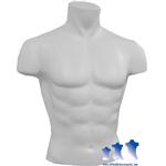 Deluxe Male Torso FormHard Plastic Male Fullround Torso, White, w/ Hanging Loop